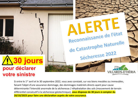 Reconnaissance de l'état de catastrophe naturelle - Sécheresse 2022